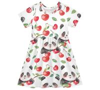 Reiacy Abito estivo a maniche corte con panda ad acquerello, vestito casual da spiaggia per 2-8 anni, Panda Acquerello, 3 anni