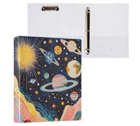 Reiacy Art Cosmic Planets - Raccoglitore ad anelli a 3 anelli, formato A4, con clip per 200 fogli, organizer per documenti con anelli a D, per casa, scuola, ufficio