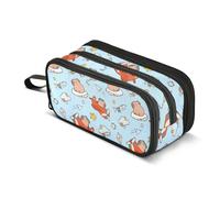 Reiacy Astuccio blu con disegno di Capybara Pilot di grande capacità, con scomparti con cerniera, astuccio per cancelleria, per bambini, adolescenti, scuola