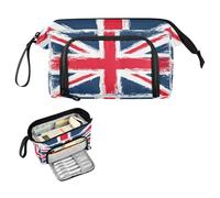 Reiacy Astuccio grande con bandiera nazionale britannica, grande capacità, astuccio con manico, astuccio portapenne per ragazze, ragazzi e donne, ideale per viaggi, scuola, ufficio, regalo
