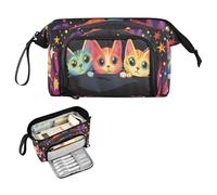 Reiacy Astuccio grande con gatto Magic Circus, grande capacità, astuccio con manico, astuccio portapenne per ragazze, ragazzi e donne, ideale per viaggi, scuola, ufficio, regalo