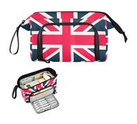 Reiacy Astuccio grande con motivo Union Jack, grande capacità, con manico, per ragazze, ragazzi e donne, ideale per viaggi, scuola, ufficio, regalo