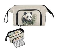 Reiacy Astuccio grande con scritta in inglese "Panda Eat leaves", grande capacità, con manico, per ragazze, ragazzi, donne, ideale per viaggi, scuola, ufficio, regalo