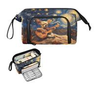 Reiacy Astuccio grande per matite con manico a forma di chitarra con cane Van V Gogh, astuccio per matite con manico, astuccio per ragazze, ragazzi, donne, ideale per viaggi, scuola, ufficio, regalo