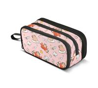 Reiacy Astuccio rosa con disegno di Capybara Pilot di grande capacità, con scomparti con cerniera, astuccio per cancelleria, per bambini, adolescenti, scuola