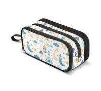 Reiacy Astuccio tradizionale con lanterna e stella, per ragazzi e ragazze, grande capacità, astuccio a 3 scomparti, astuccio per cancelleria, organizer per pennarelli, per scuola, ufficio, lavoro
