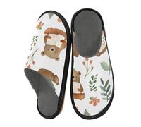 Reiacy Bears Reading A Book House Pantofole per donne e uomini, antiscivolo, per interni ed esterni, calde pantofole da casa, Orsi che leggono un libro, 10.5/11 UK, moderno