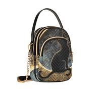 Reiacy Borsa a tracolla da donna, con gatto nero seduto sulla luna, borsa a tracolla staccabile con catena per telefono
