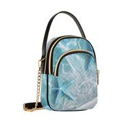 Reiacy Borsa a tracolla da donna con stella marina blu e catena staccabile, borsa a tracolla per telefono