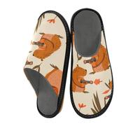 Reiacy Capybara - Pantofole da casa con chitarra per donne e uomini, antiscivolo, per interni ed esterni, calde pantofole da casa, Capibara Suonare la Chitarra, 5.5/6 UK, moderno