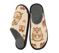 Reiacy Capybara, pantofole da casa con motivo Holding A Present per donne e uomini, antiscivolo, per interni ed esterni, calde pantofole da casa, Capybara, modello, presa a terra, uno, regalo, 10.5/11
