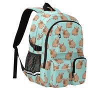 Reiacy Capybara - Zaino scolastico per bambini, con cappuccio, grande capacità, borsa per laptop, zaino da viaggio per scuola media e università