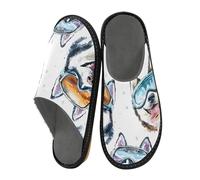 Reiacy Ciabatte da neve Husky House per donne e uomini, antiscivolo, per interni ed esterni, calde pantofole da casa, Maschera da neve Husky, 6.5/7 UK, moderno