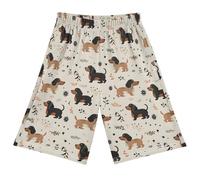Reiacy Cute Dogs Vintage Floral Pigiama Shorts Estate Lounge Pantaloni Pigiama Pantaloni Elastico in Vita Pjs Pantaloni per 6-14 anni, Multicolore, M