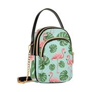 Reiacy Flamingo Monstera Borsa a tracolla da donna, con catena staccabile, borsa a tracolla per telefono