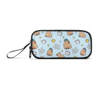 Reiacy Funny Sleep Capybara - Astuccio con stampe blu, grande capacità, con scomparti con cerniera, astuccio per cancelleria per bambini e adolescenti, Multicolore, Taglia unica, regolare