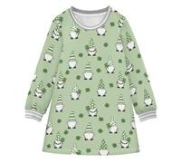 Reiacy Gnome Clover Modello Ragazze Manica Lunga Vestito Cartoon Casual Camicia Abiti 2-8Y, Multicolore, 7-8 Anni