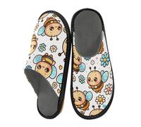Reiacy Graziose pantofole da casa a forma di piccola ape, per donne e uomini, antiscivolo, per interni ed esterni, calde pantofole da casa, Carino Cartoon Little Bee, 5.5/6 UK, moderno