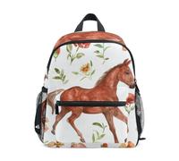 Reiacy Little Brown Horse Flower Kids Small School Backpack, Toddler Preschool Shoulder Bookbag Kindergarten School Bag Casual Daypack