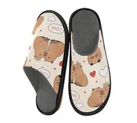 Reiacy Love Capybara - Pantofole da casa con motivo a cuori, per donne e uomini, antiscivolo, per interni ed esterni, calde pantofole da casa, Motivo Love Capybara Cuori, 5.5/6 UK, moderno