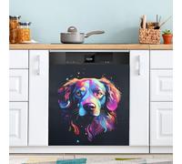 Reiacy Pannello per lavastoviglie, colorato cane Close-up copertura magnetica per porta anteriore, decorazione artistica della cucina, decalcomania magnete frigorifero 58 cm L x 66 cm H