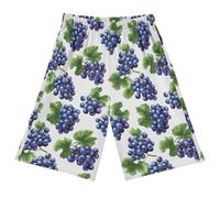 Reiacy Pantaloncini da pigiama estivi con motivo foglie d'uva Pantaloni da pigiama elasticizzati in vita per 6-14 anni, Multicolore, S