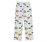 Reiacy Pantaloni del pigiama da ragazzo, colori arcobaleno e stelle, morbidi pantaloni da notte per bambini, stampa unica divertente con tasche, 6-14 anni, Multicolore, 9-10 Anni