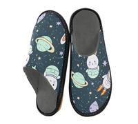 Reiacy Pantofole da casa a forma di coniglio spaziale alieno con piccole stelle, per donne e uomini, antiscivolo, per interni ed esterni, pantofole calde, Coniglio spaziale carino alieno astronave