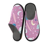 Reiacy Pantofole da casa a forma di luna celestiale dai colori pastello, per donne e uomini, antiscivolo, per interni ed esterni, calde pantofole da casa, Lune celesti pastello luminose, 4/5 UK