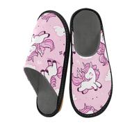 Reiacy Pantofole da casa a forma di unicorno danzante, per donne e uomini, antiscivolo, per interni ed esterni, calde pantofole da casa, Cartone animato carino unicorno ballando, 8/8.5 UK, moderno