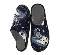 Reiacy Pantofole da casa con astronauta solitario sulla luna, per donne e uomini, antiscivolo, per interni ed esterni, calde pantofole da casa, Astronauta solitario sulla luna, 4/5 UK, moderno