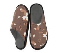 Reiacy Pantofole da casa con foglie piccole, per donne e uomini, antiscivolo, per interni ed esterni, calde pantofole da casa, Volpe, Foglie Piccole, 8/8.5 UK, moderno