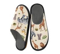 Reiacy Pantofole da casa con leone, elefante, gazzella, rinoceronte, ghepardo, antilope, per donne e uomini, antiscivolo, per interni ed esterni, calde pantofole da casa, Leone, elefante, gazzella