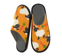 Reiacy Pantofole da casa con pecore che mangiano carote carote per donne e uomini, antiscivolo per interni ed esterni, pantofole calde, Pecore che mangiano carote, carote, 8/8.5 UK, moderno