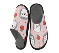 Reiacy Pantofole da casa con riccio e mele, morbide, rosse, per donne e uomini, antiscivolo, per interni ed esterni, calde pantofole da casa, Mele Riccio Animale Rosso Morbido, 6.5/7 UK, moderno