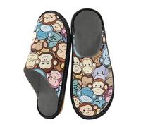 Reiacy Pantofole da casa con scimmie dei cartoni animati, per donne e uomini, antiscivolo, per interni ed esterni, calde pantofole da casa, Scimmie dei, 8/8.5 UK, moderno
