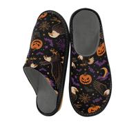 Reiacy Pantofole da casa con zucca di falco di Halloween per donne e uomini, pantofole antiscivolo per interni ed esterni, calde pantofole da casa