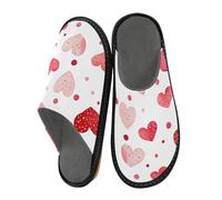 Reiacy Pantofole da casa rosse a pois per donne e uomini, antiscivolo, per interni ed esterni, calde pantofole da casa, Motivo Love a pois rossi, 5.5/6 UK, moderno