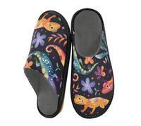 Reiacy Pantofole romantiche per la casa con lucertole dai colori splendidi per donne e uomini, pantofole antiscivolo per interni ed esterni, pantofole calde, Lucertole Splendidi Colori Romantici, 8