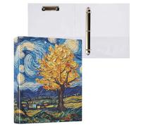 Reiacy Raccoglitore ad anelli, in stile Van Gogh, con 3 anelli, formato A4, con clip per 200 fogli, organizer con anelli a D, per casa, scuola, ufficio