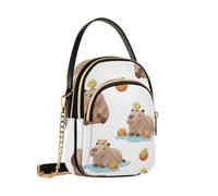 Reiacy Simpatica borsa a tracolla Capybara con uccelli, da donna, con catena staccabile, borsa a tracolla per telefono
