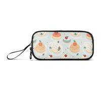 Reiacy Simpatico astuccio per matite con torta di ciliegie, grande capacità, con scomparti con cerniera, astuccio per cancelleria per bambini e adolescenti a scuola, Multicolore, Taglia unica,