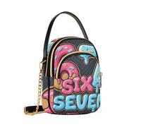 Reiacy Six Seven - Borsa a tracolla da donna, con catena staccabile, colore: rosso chiaro e blu