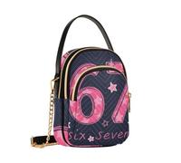 Reiacy Six Seven - Borsa a tracolla disegnata a mano, da donna, con catena staccabile, per telefono, borsa a tracolla