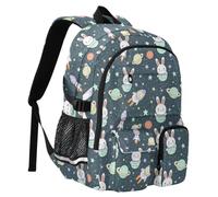 Reiacy Space Rabbit - Zaino da scuola per bambini, con astronave aliena, piccola stella, grande capacità, borsa per laptop, zaino da viaggio per scuola media e università