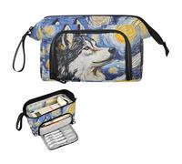 Reiacy Van V Gogh Husky - Astuccio grande per matite con manico, astuccio portapenne per ragazze, ragazzi e donne, ideale per viaggi, scuola, ufficio, regalo