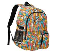 Reiacy Zaino da scuola per bambini con diverse persone colorate, grande capacità, borsa per computer portatile, zaino da viaggio per scuola media e università