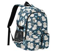 Reiacy Zaino da scuola per bambini, con pecore che saltano nuvole e stelle, grande capacità, borsa per laptop, zaino da viaggio per scuola media e università