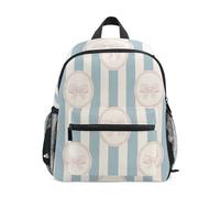Reiacy Zaino da scuola per bambini in stile retrò con strisce blu e bianche e un motivo a fiocco, zaino per la scuola materna, zaino casual per la scuola materna