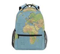 Reiacy Zaino per la scuola, zaino per computer portatile da 15,6 pollici, da donna e bambini, con mappa del mondo, leggero, casual, per viaggi e affari